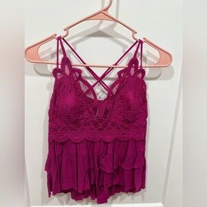 Zenana Outfitters Pink Lace Top